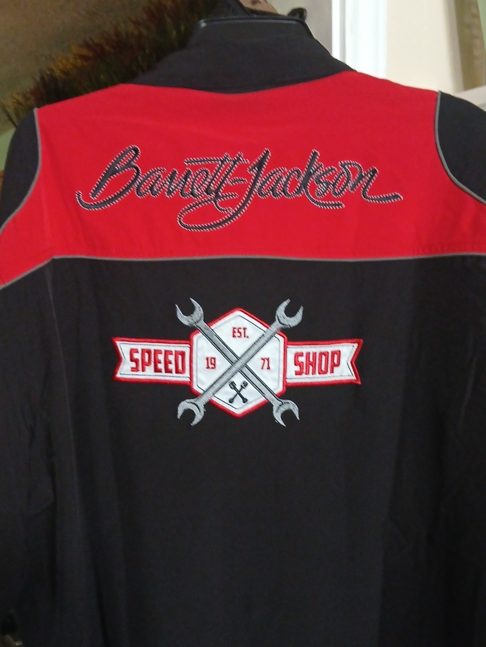 Men's Black and Red Speed Shop Polo